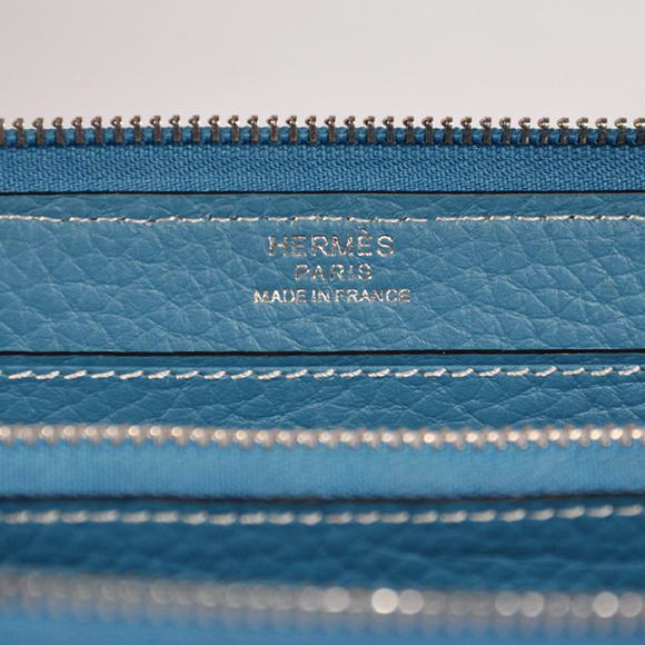 1:1 Quality Hermes Evelyn Long Wallet Zip Purse A808 Blue Replica
